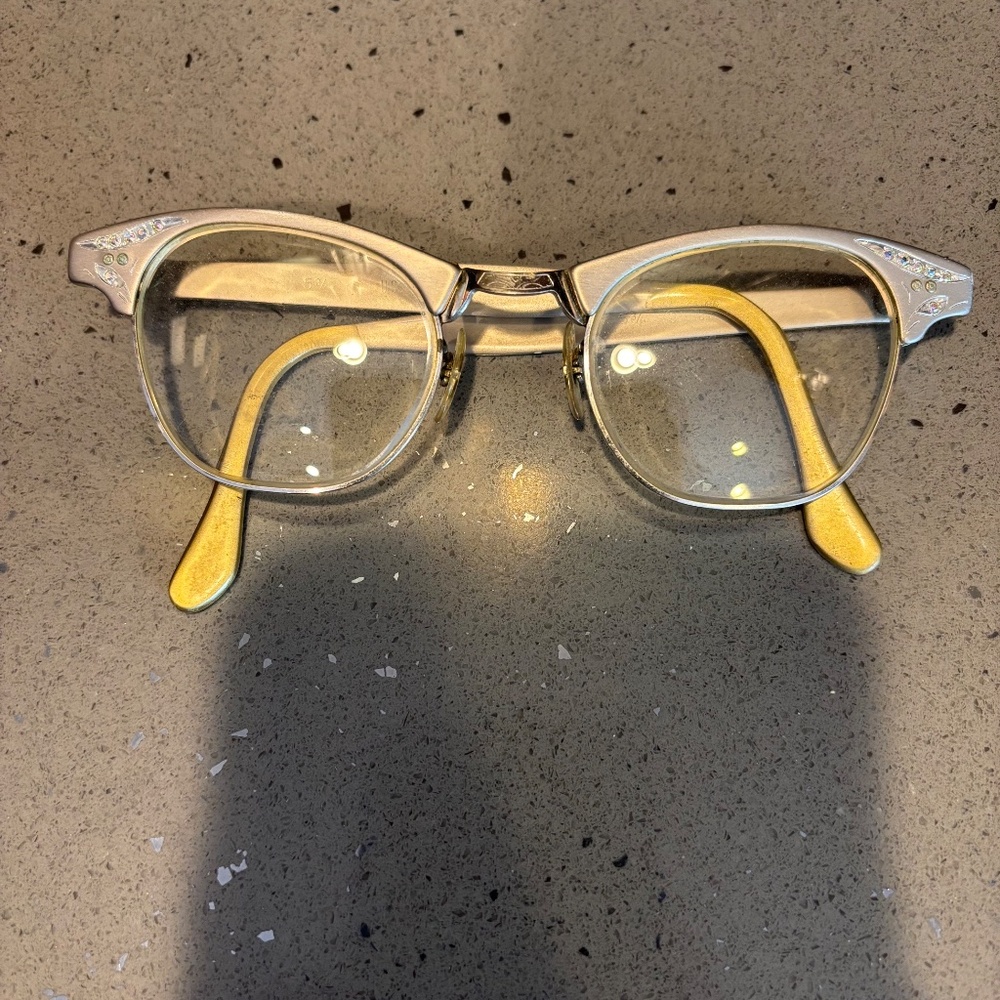 Vintage 50's Cat Eye Metal Glasses - image 8
